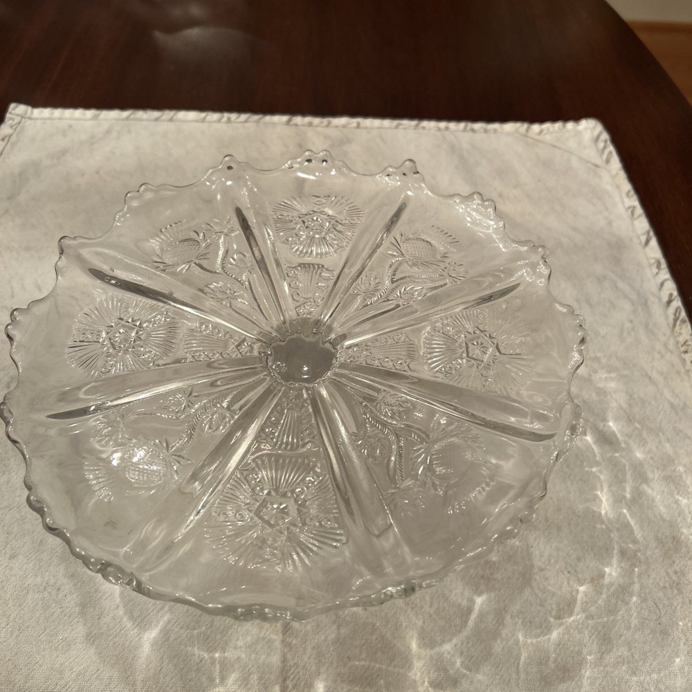 EAPG Paneled Thistle Pedestal Cake Plate