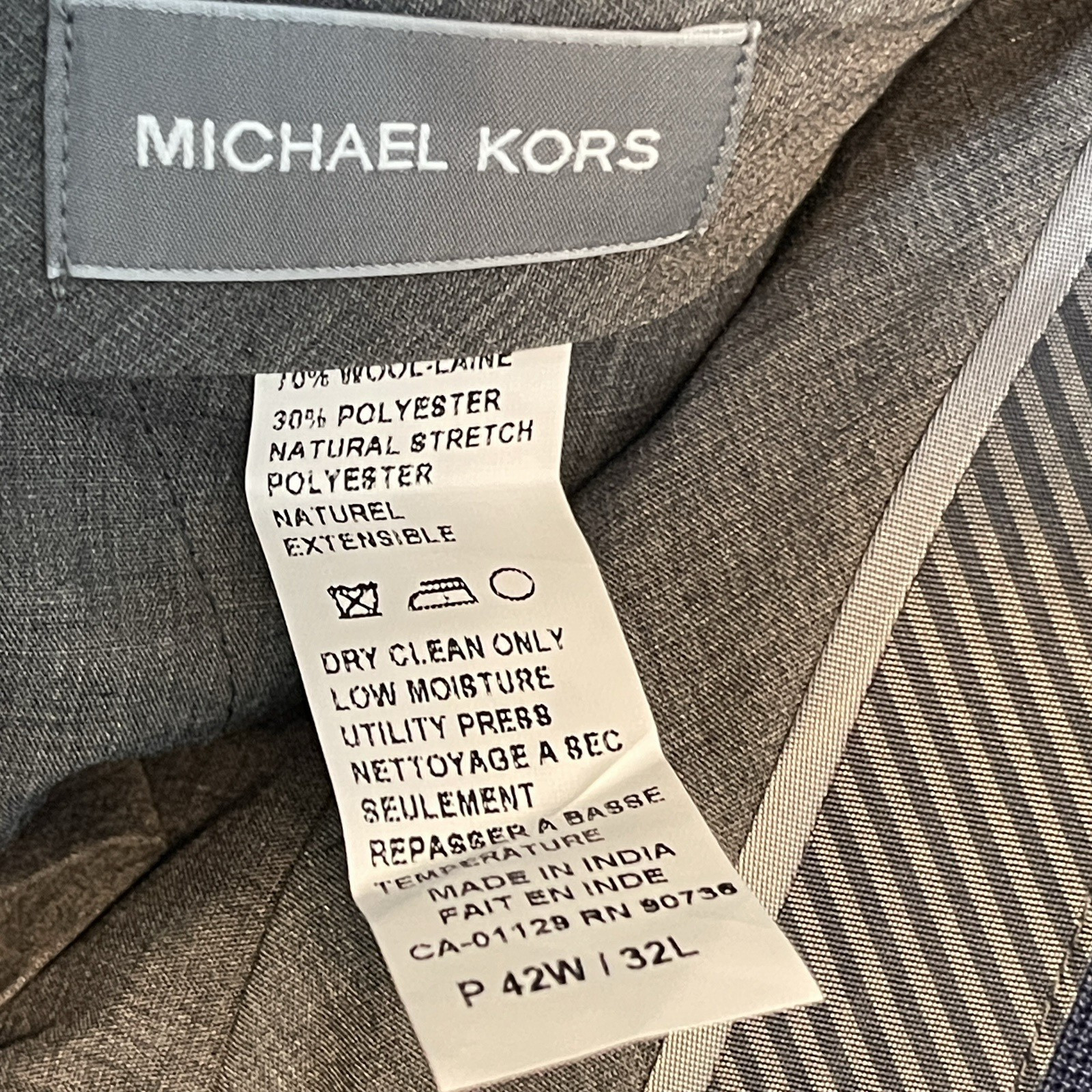 Michael Kors Mens Malone Classic Fit Plaid Wool Stretch Suit Pants Blue Comfort