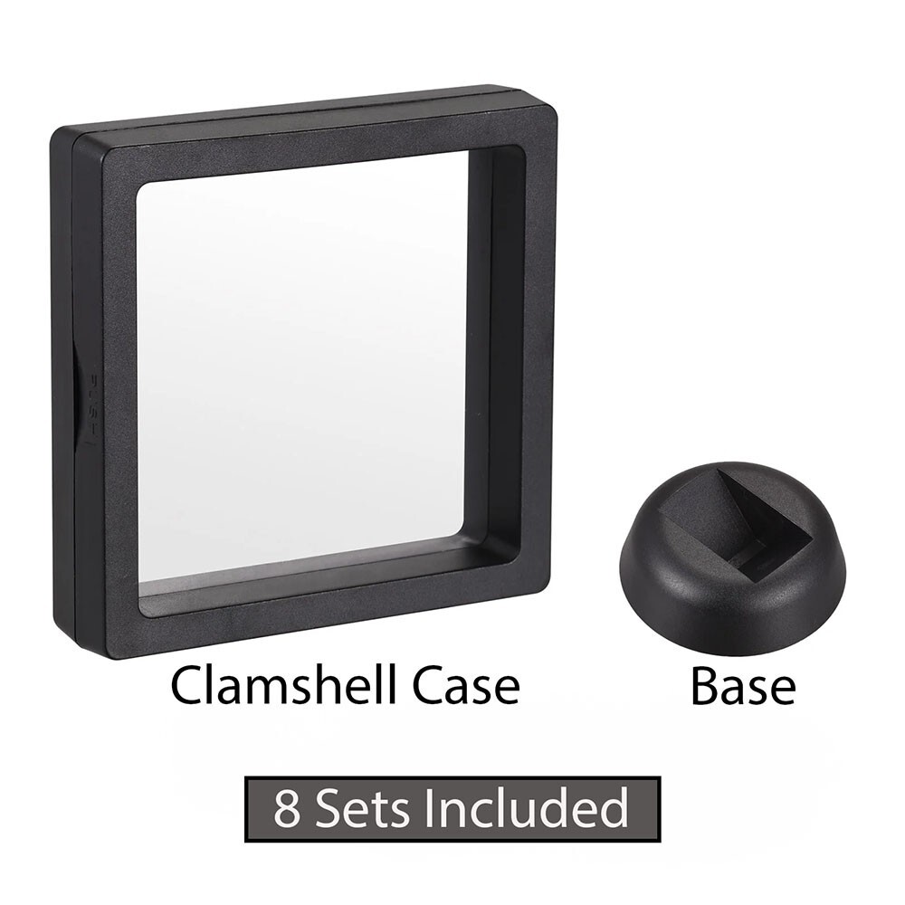 XL 8Pcs 3D Floating Frame, Clear Film Jewelry Storage, Coin Display Case Stand