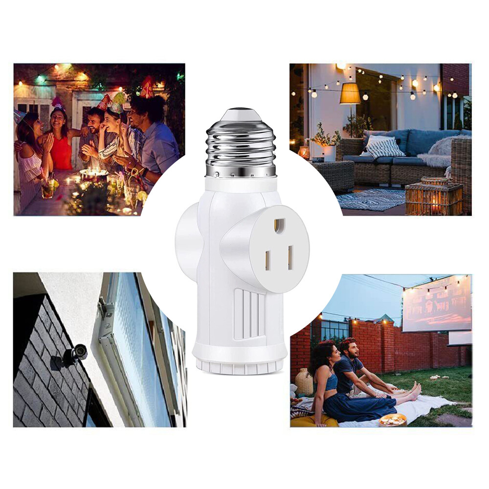 E26/E27 Light Socket to Plug Adapter 2/3 Prong Light Bulb Outlet Plug Converter