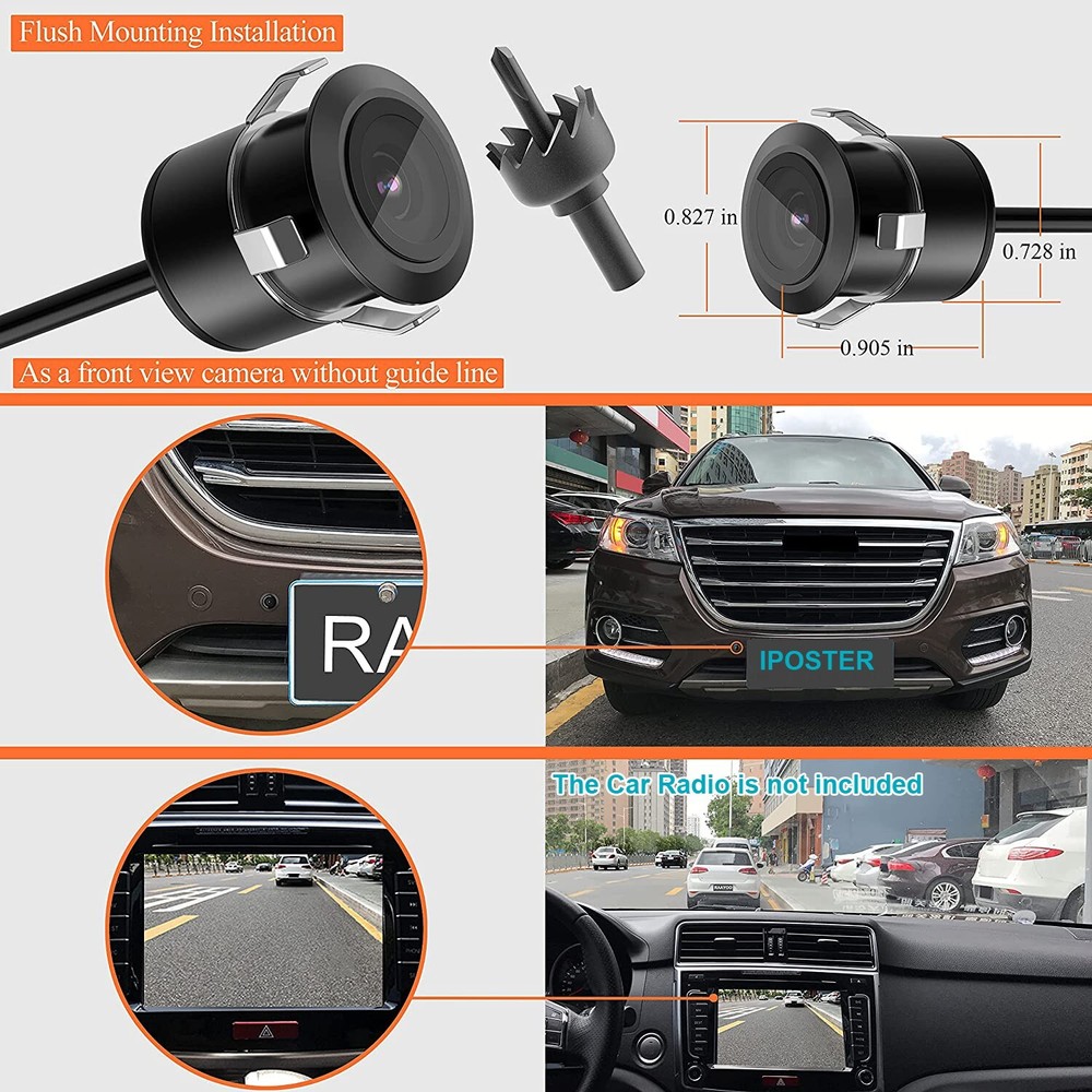 Car Backup Camera Front/Rear View Hang/Flush Mount Two Way Installation Reverse