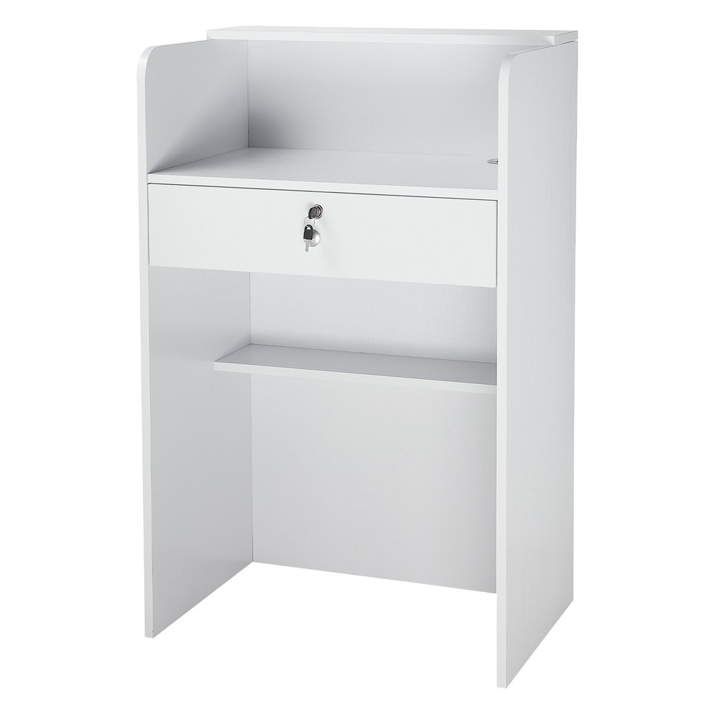 Uimoso Reception Desk 23.6-inch Compact Rectangular Counter with Storage Drawer