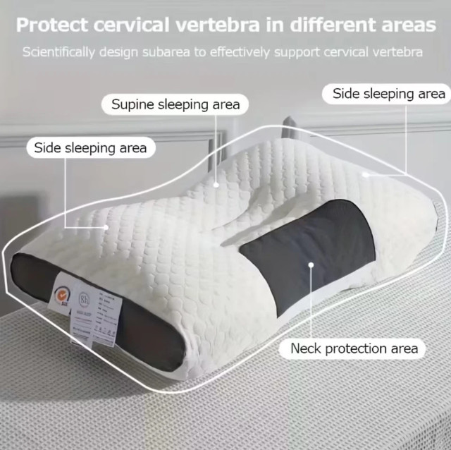 2 PCS ERGONOMIC NECK PILLOW HELP MASSAGE, SOFT, ADJUSTABLE SLEEPING 100%
