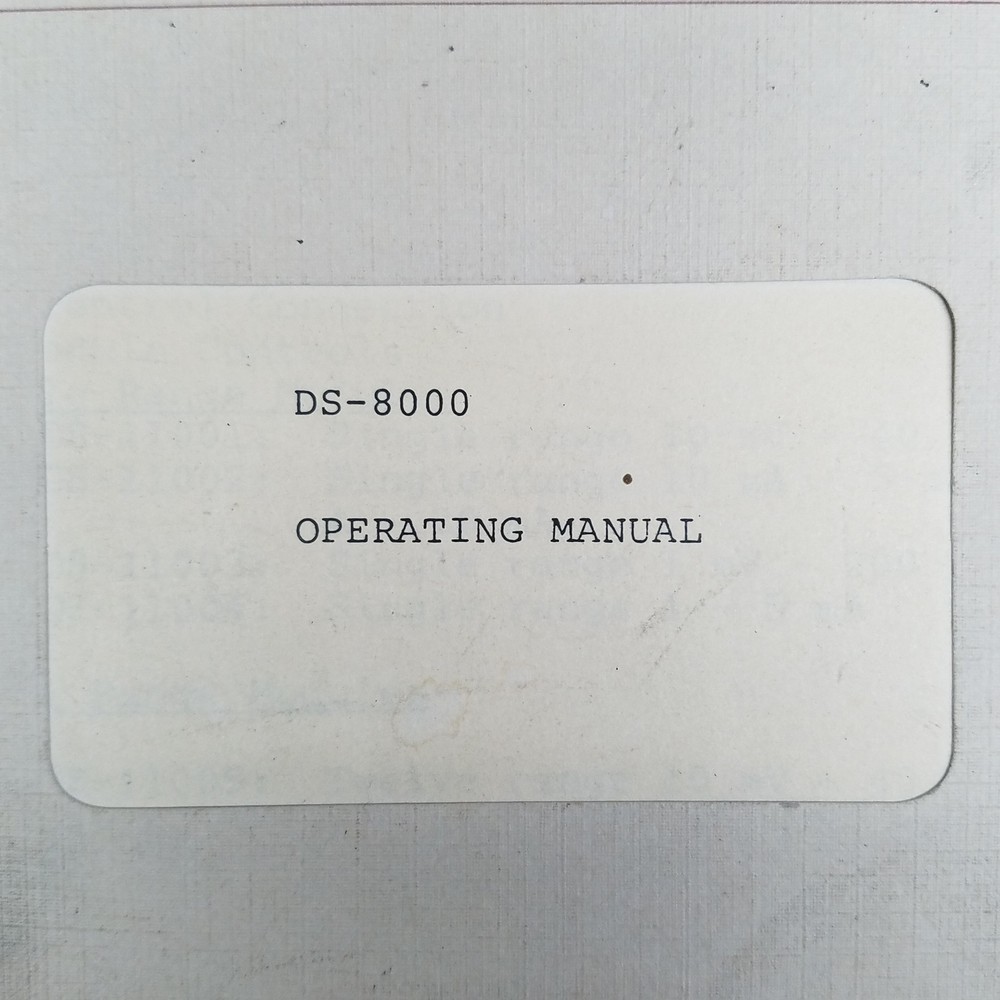 Soltec DS-8000 Operating Manual - USED