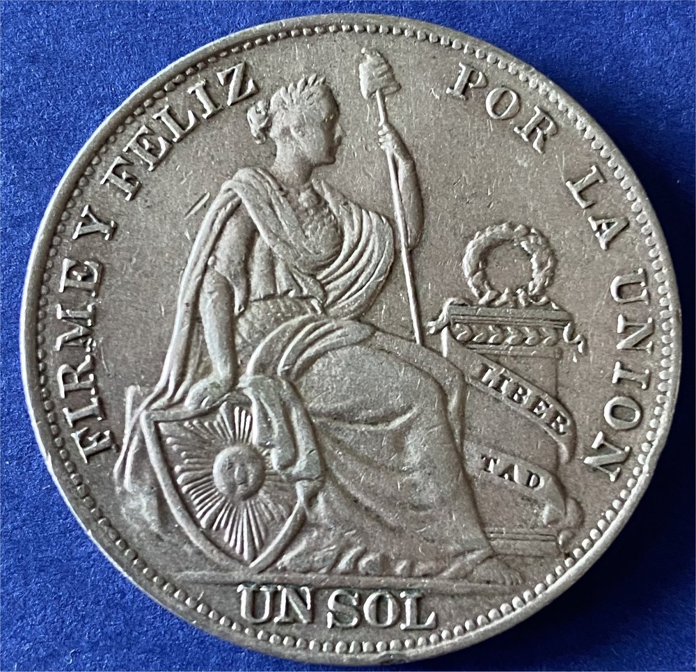 Peru 1 Sol 1934 0.500 Silver (Crown Size)