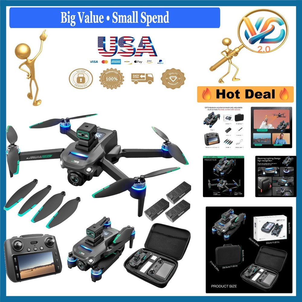 4K GPS Drone for Adults with Obstacle Avoidance Remote Screen 5G