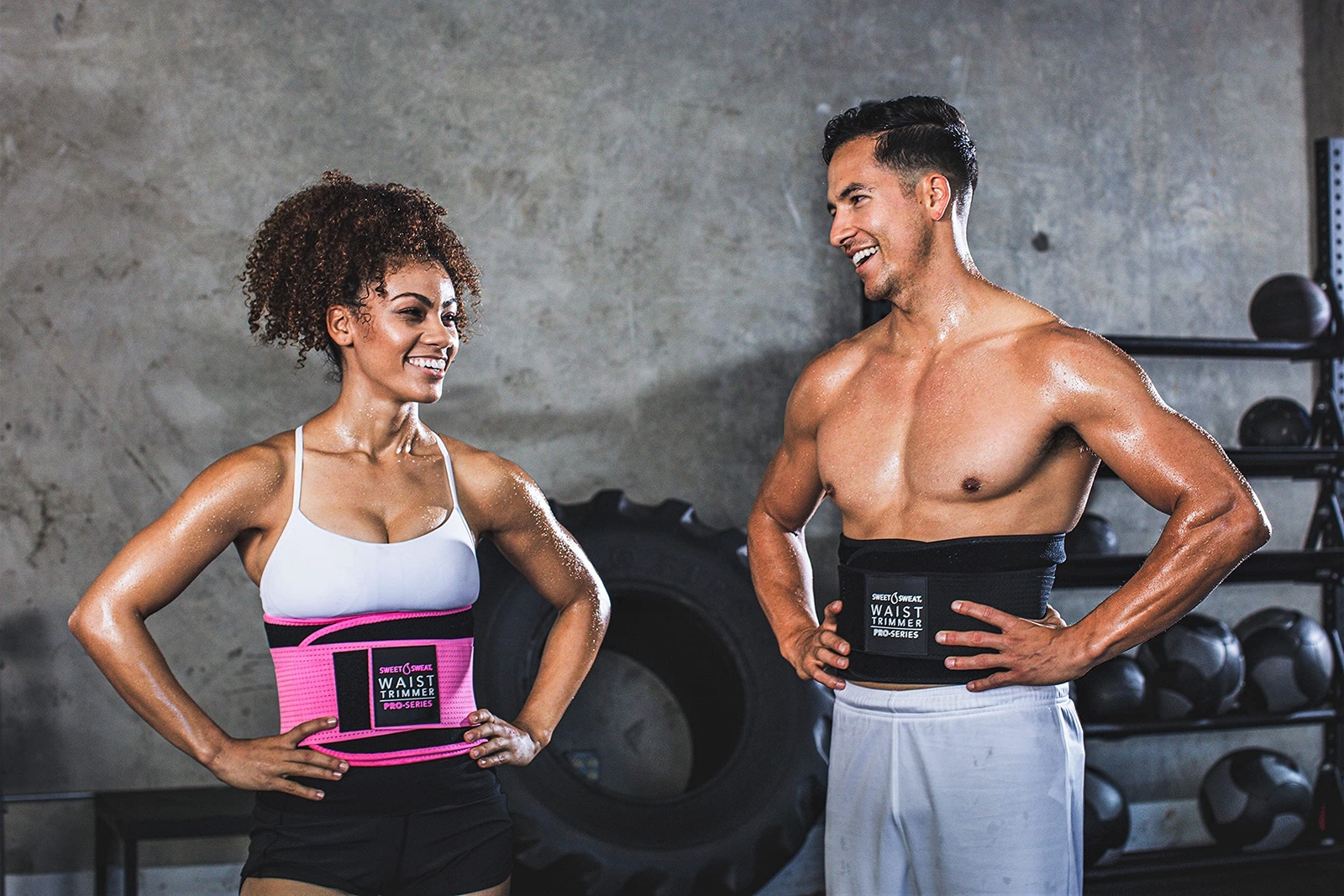 Sweet Sweat Waist Trimmer Pro - Black / White XL XXL (56 x 9.5") 3.5 - 4mm thick