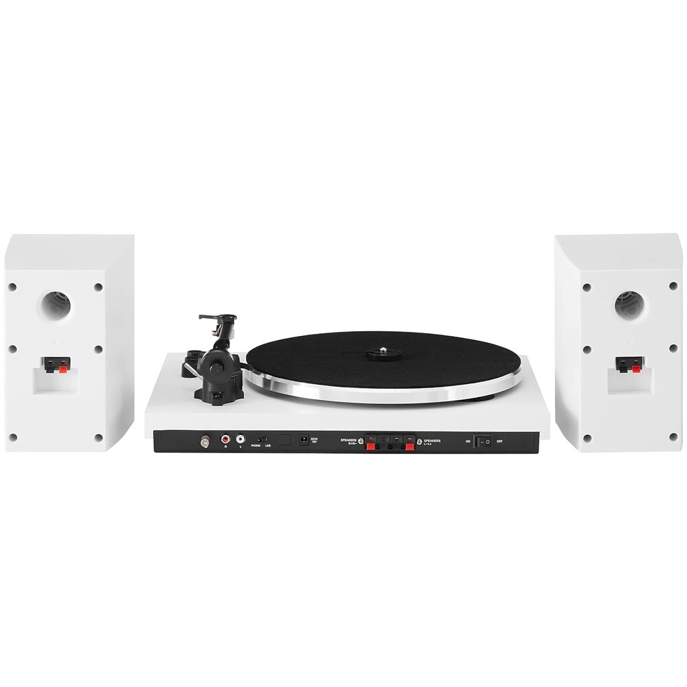 Crosley T150B-WH Bluetooth Turntable Shelf System with Speakers White