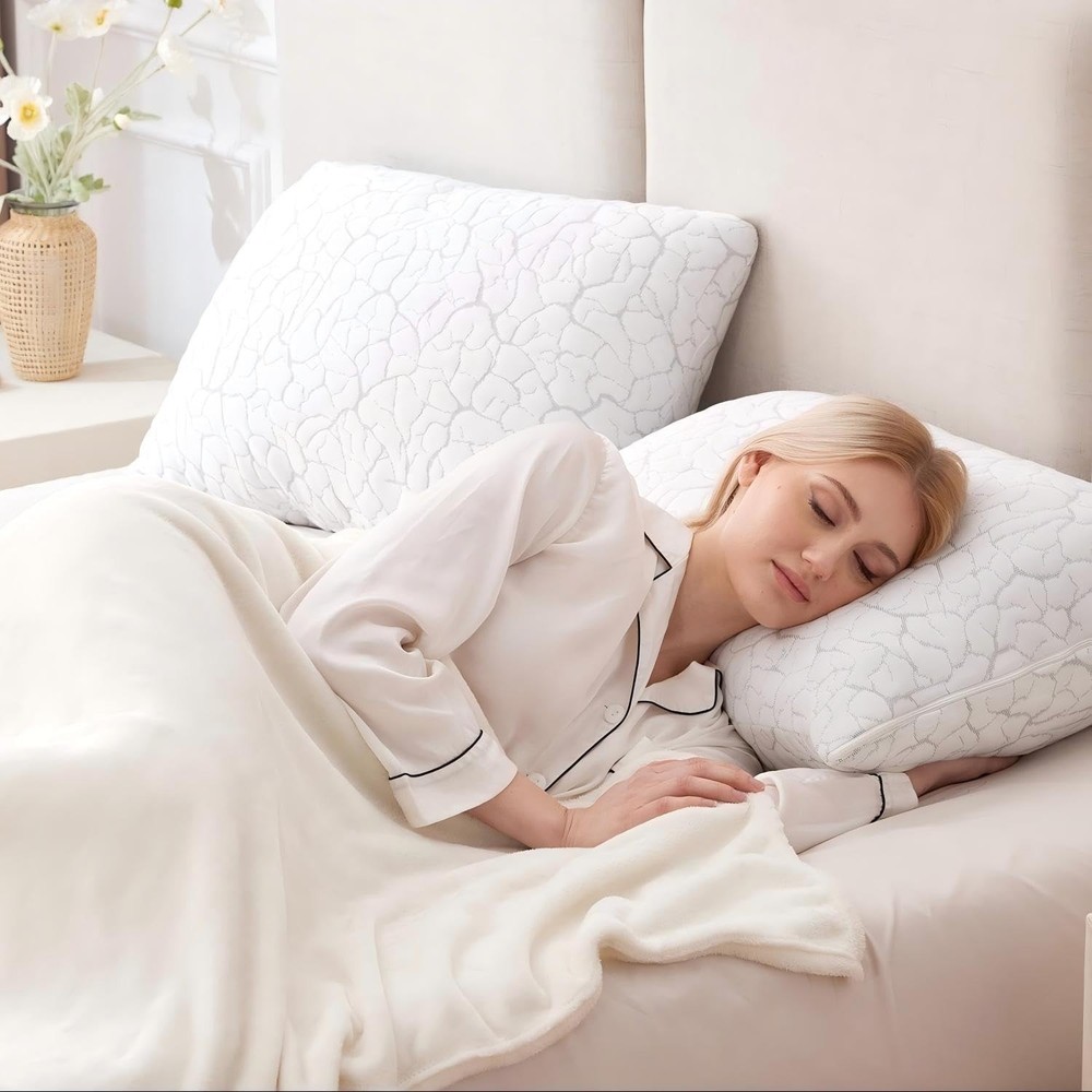 Cooling Pillows for Sleeping 1 Pack, Standard Size Adjustable Shredded Memory...