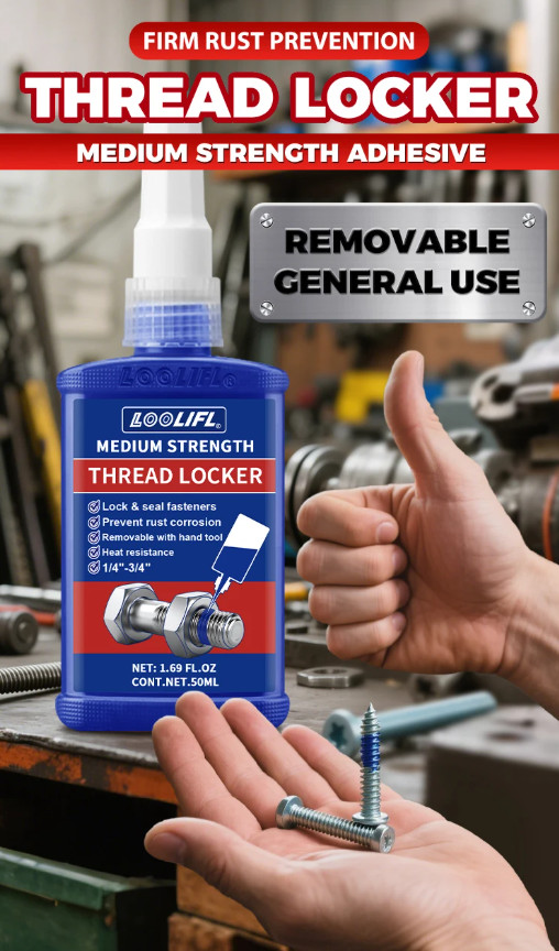 Threadlocker Blue, Thread Lock Medium Strength Lock Tight for Nuts, Bolts, Faste