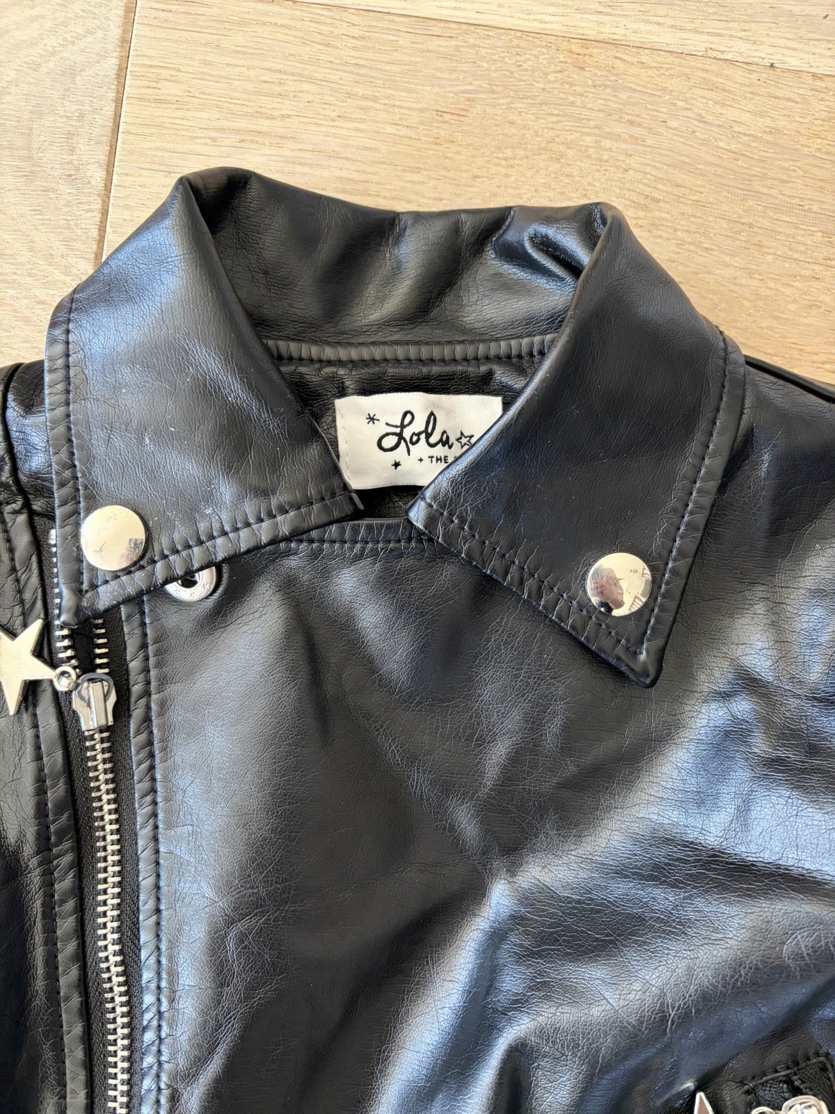 Lola and the Boys Happy Rainbow Vegan Leather embroidered jacket - 6