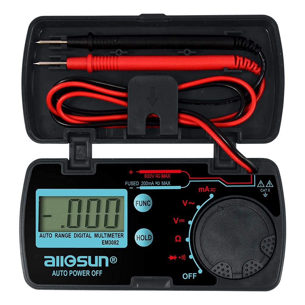 ALLOSUN Pocket Size Compact Digital Multimeter Auto Range Multi Small, Black