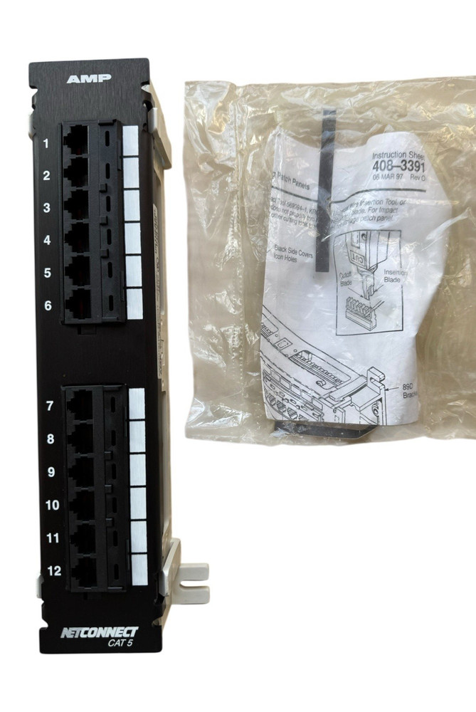 AMP Cat 5 Open Cabling Patch Panel Kit 12 Port RJ45