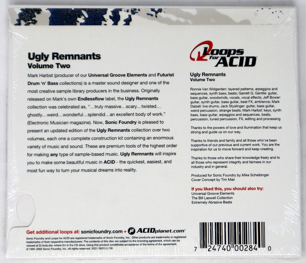 Sonic Foundry Ugly Remnants Two Loops For Acid Sample/Sound Library/Sampling CD