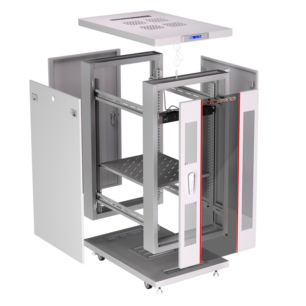 Sysracks 18U 35'' Deep IT Network Data Gray Server Rack Cabinet