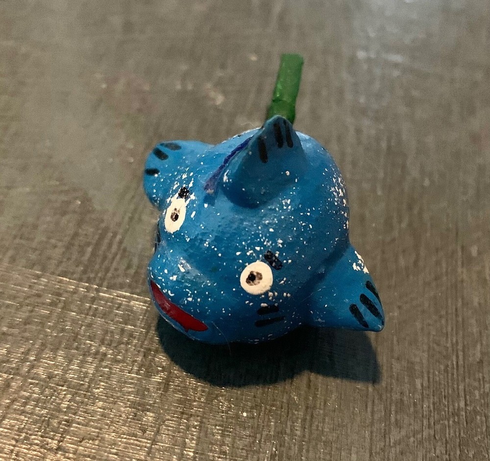 Vintage Blue Puffer Fish Bobble Tail