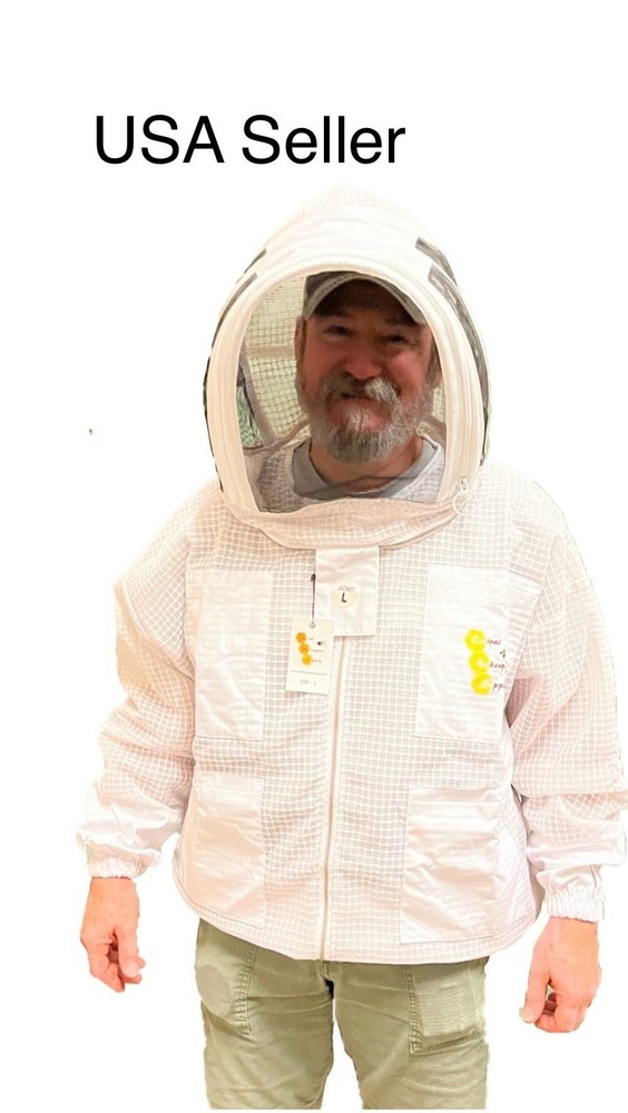 3 Layer Ventilated Beekeeping Protective Jacket with Veil that unzips at face