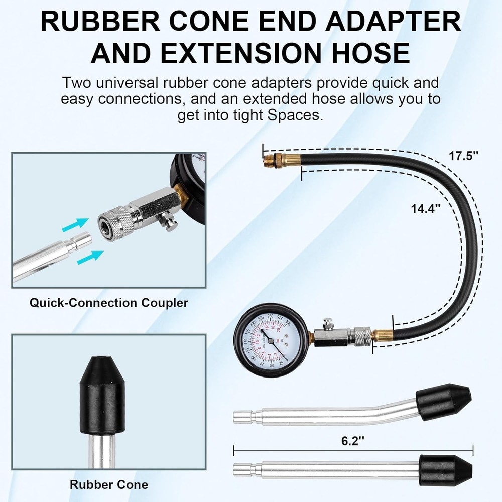 8pcs Petrol Engine Cylinder Compression Tester Kit, Small Engine Compression Tes