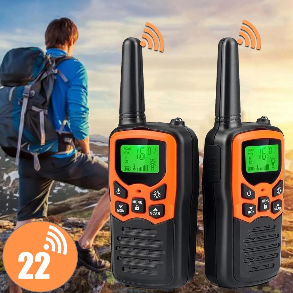 2 PACK Long Range 100 mile Walkie Talkie Two Way Radio Charge Headset Waterproof