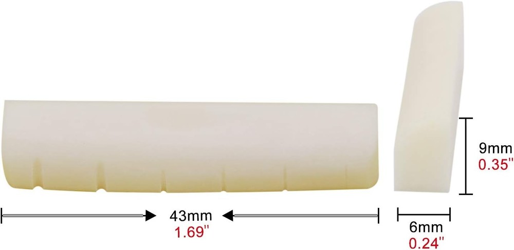 6 String Pre-Slotted Bone Guitar Nut Replacement Compatible with LP Style Electr