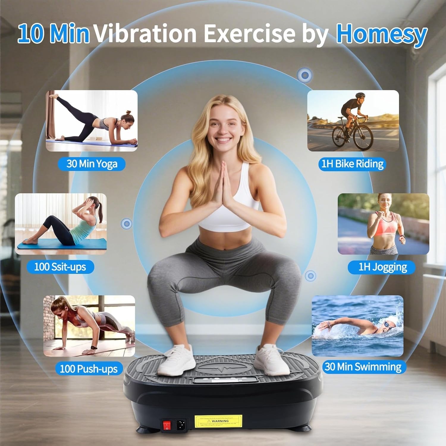 Homesy Vibration Plate Exercise Machine – Full Body Fitness Platform Fat Burning