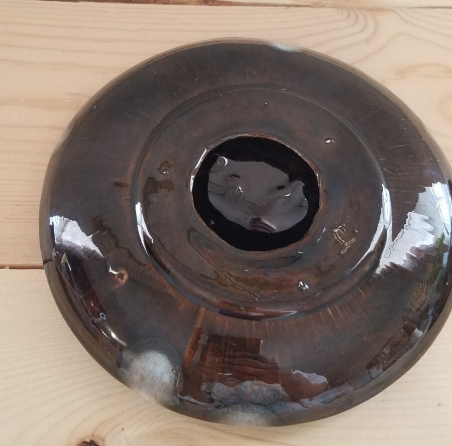 Vintage Glazed Ceramic Mcm Ashtray Set Signed J.