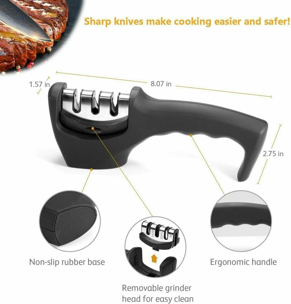 Knife Sharpener 3 Stage Professional System Polish Sharpening Kitchen Tool NEW