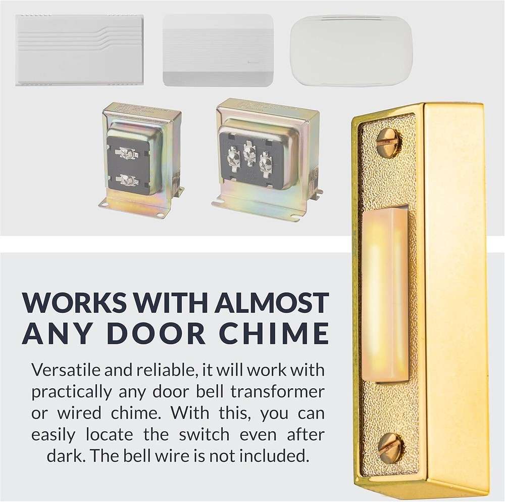 Compact Lighted Doorbell Button in Brass - Easy Installation & Compatibility