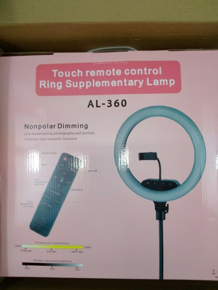 Old Shark 14" Ring Light with Tripod - Camera Phone Holder - Remote Control New