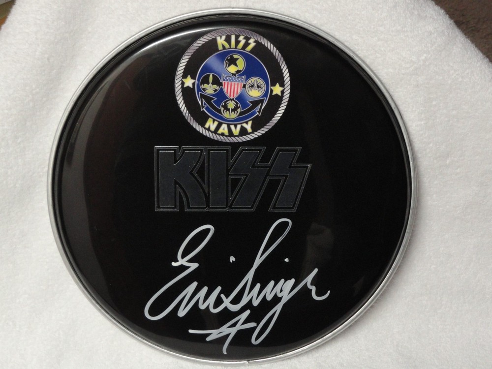 KISS NAVY ERIC SINGER Autographed 12” DRUM HEAD Official