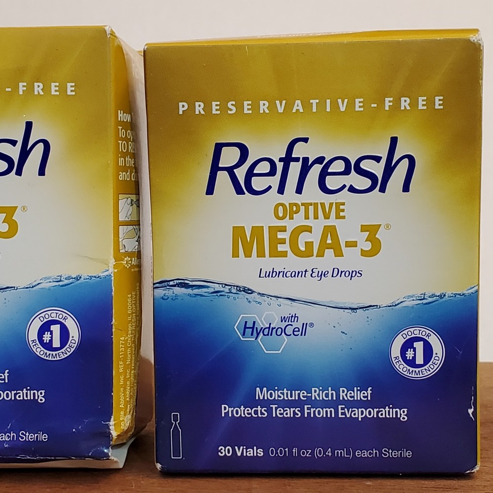2x Refresh Optive Mega-3 Lubricant Eye Drops 30 Ct Each Pack 2027