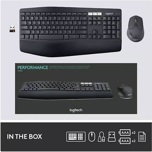 Logitech - MK850 Performance Full-size Wireless Keyboard and Mouse Combo for ...