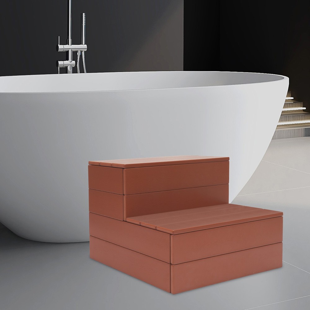 500lbs 2-Steps Bathtub Steps Rectangular Spa Steps Hot Tub Stair Bathtub Ladder