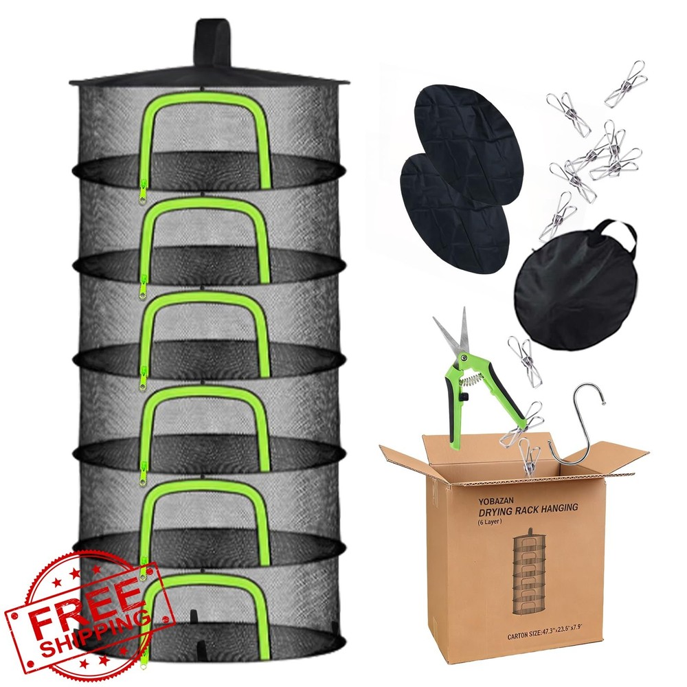 6 Tier Herb Drying Rack Mesh Net Foldable Plant Drying 23.62"