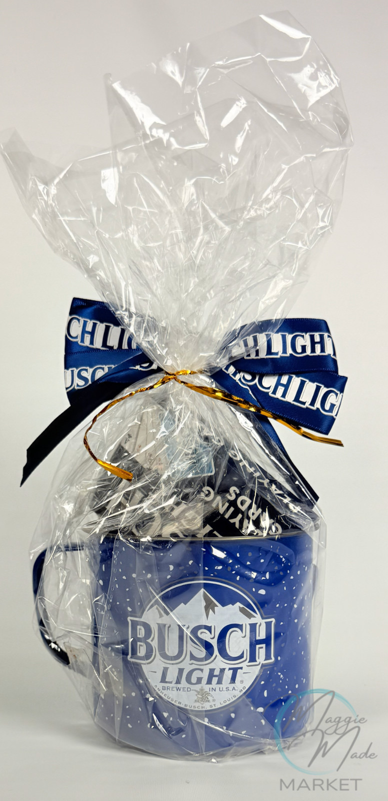 New Busch Light Gift Set Tin Mug with Playing Cards Bar Man Cave Decor