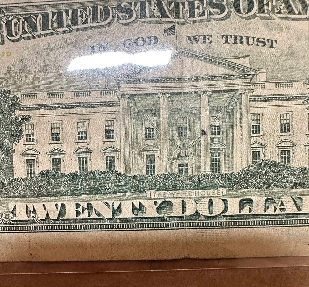 $20 BILL INK SMEAR ERROR & OVER INK BLEED THROUGH REVERSE