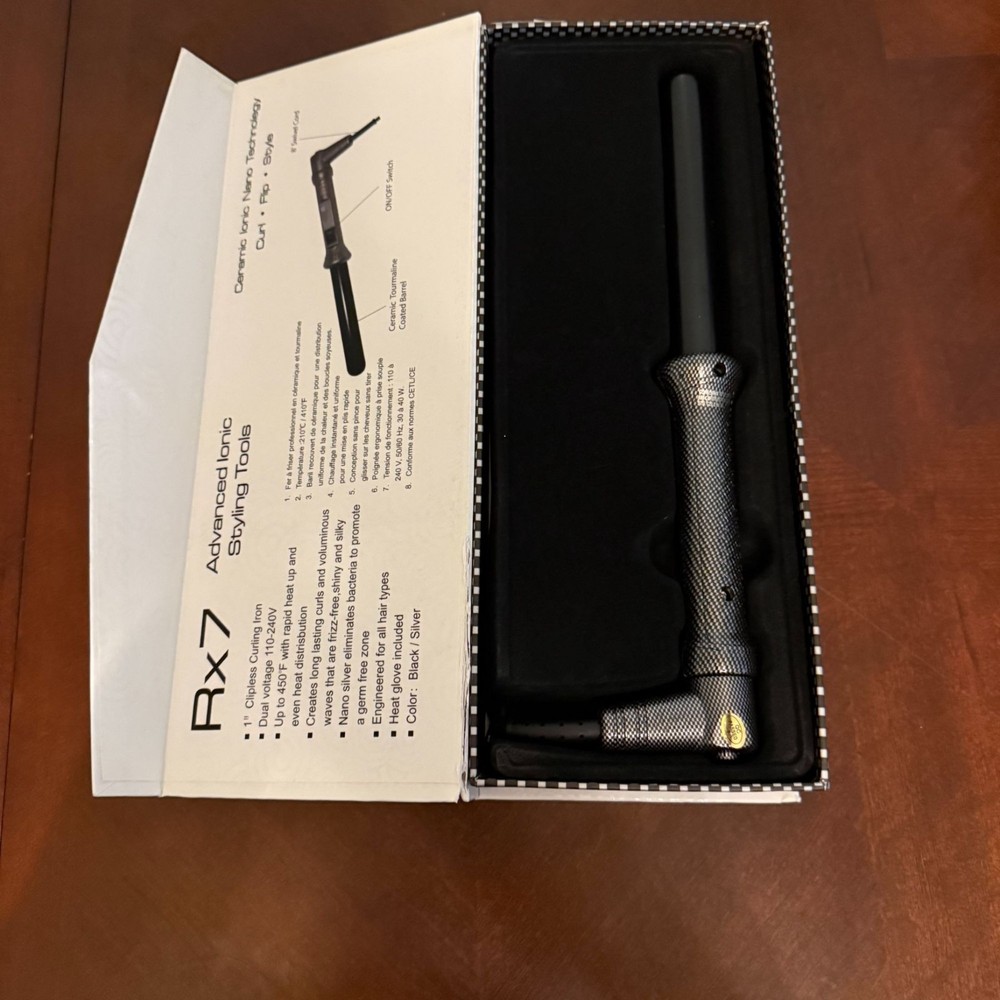 Rx7 Advanced Ionic 1" Clipless Curling Iron - Ceramic Tourmaline Coated Barrel