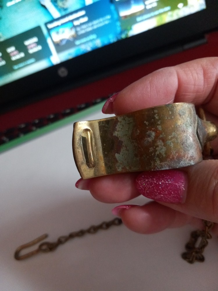 Antique Vintage Solid Brass Whistle USA w/Chain