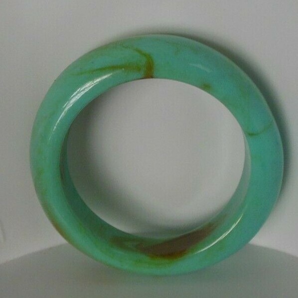Thick Teal/Brown Marbled Bangle Bracelet