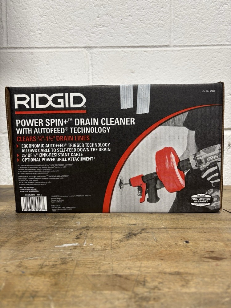 Ridgid 57043 POWER SPIN+ Power Spinner Drain Cleaner