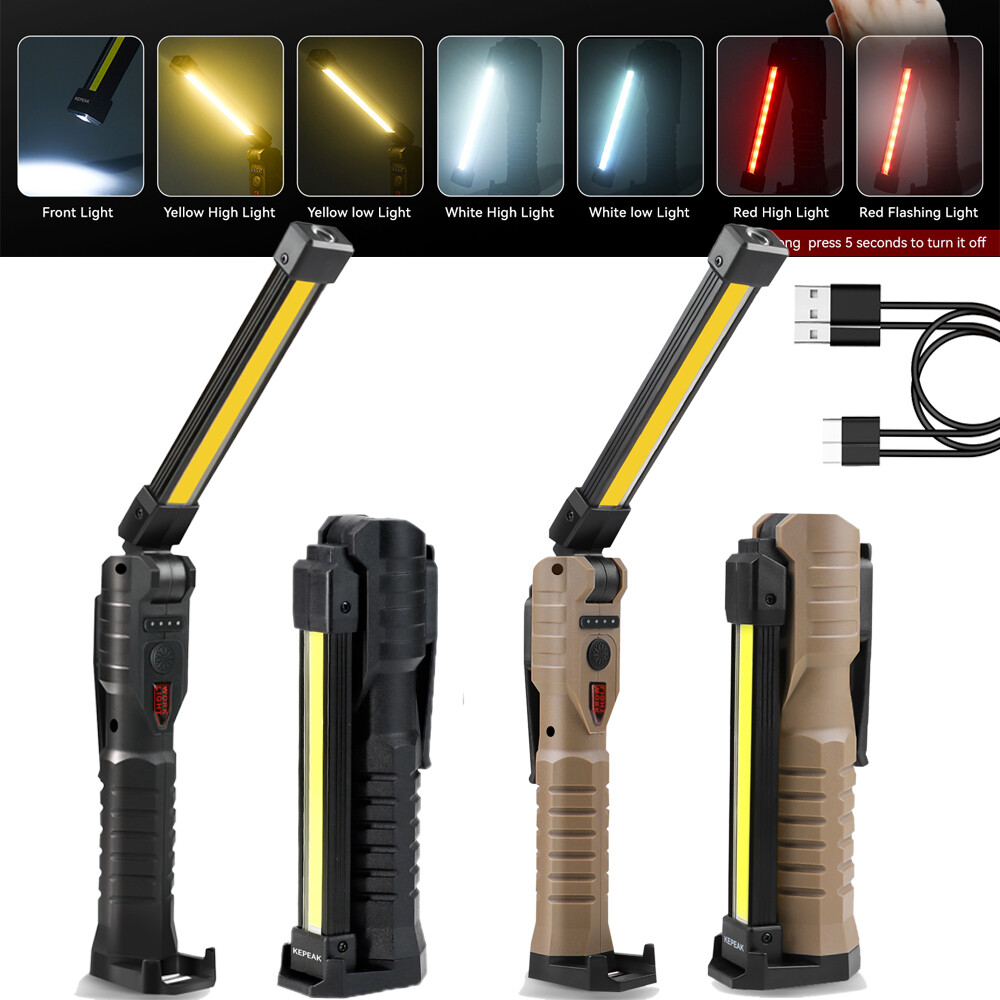 Rechargeable LED Folding Work Light Mechanic Flashlight Lamp Magnetic Base 7Mode