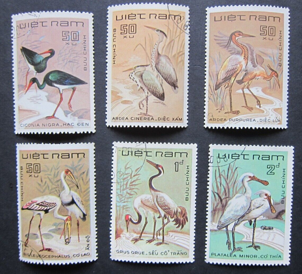 Vietnam, Water Living Birds set, 6v, CTO