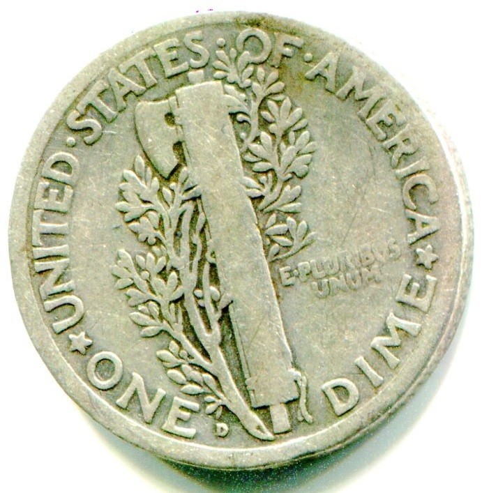 1925-D SILVER MERCURY DIME !! Better Date ! Scratch