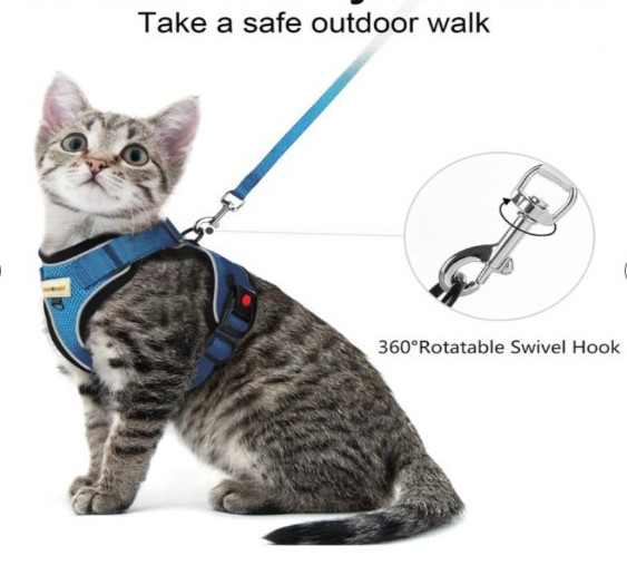 Escape Proof Reflective Cat Harness, Leash & Seatbelt Because YOUR CAT HAS PLANS