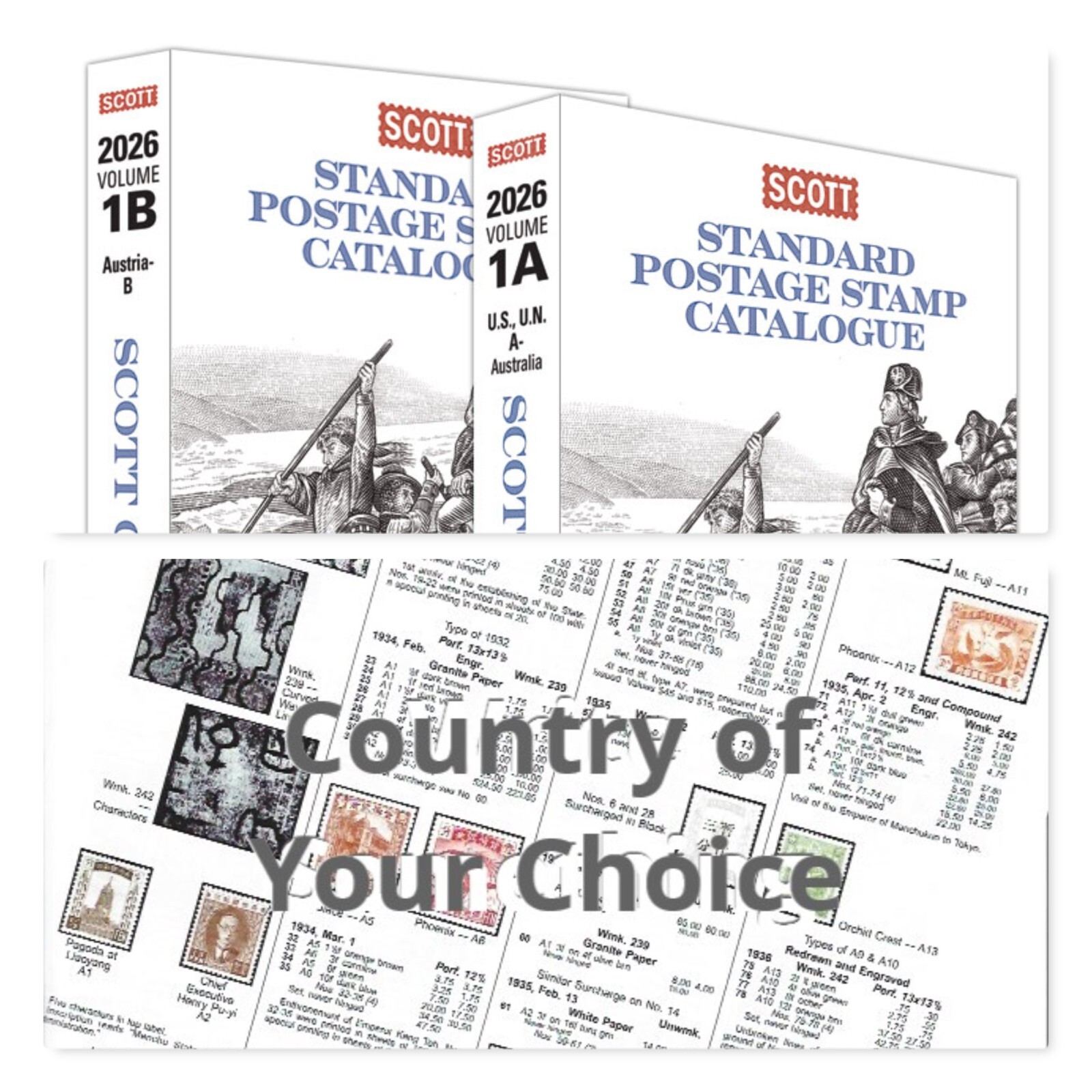 Country Pages from 2026 Scott Standard Postage Stamp Catalog 1A-1B FREE US SHIP
