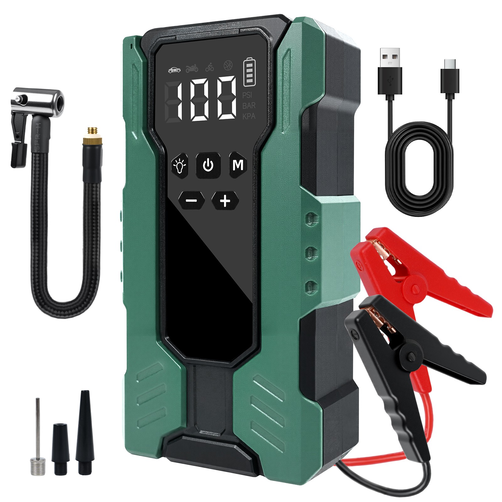 10000A Car Jump Starter with Air Compressor 12V & 150PSI Battery Phone Bank