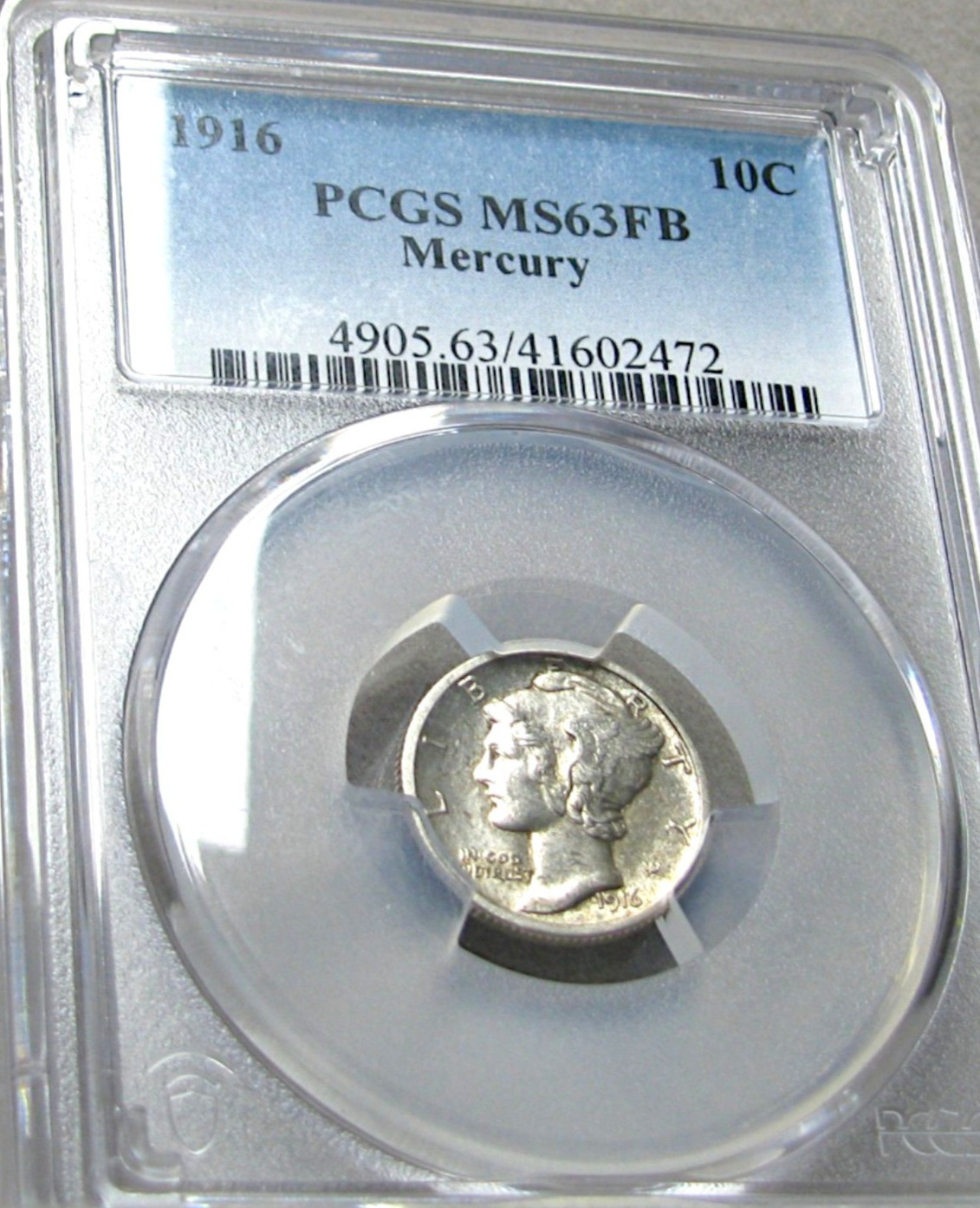 1916 Mercury Dime Silver ---- MS-63 FB PCGS Graded ---- #763C