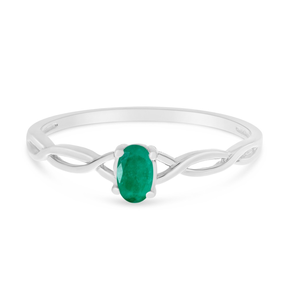 10k White Gold Oval Emerald Ring