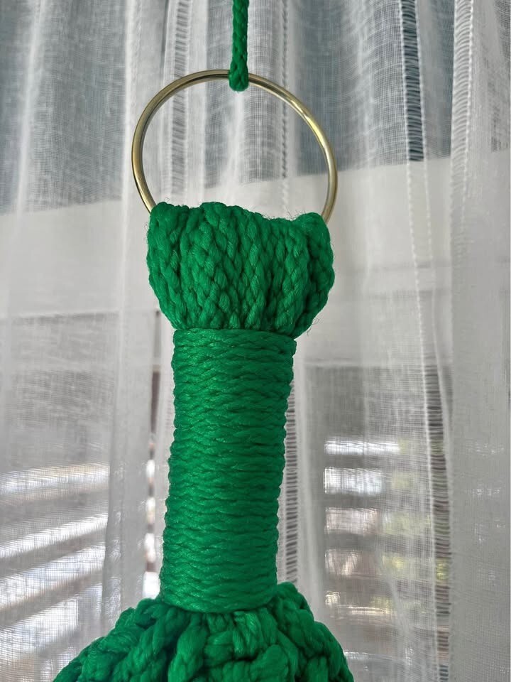 Vintage Green Macrame Plant Hanger