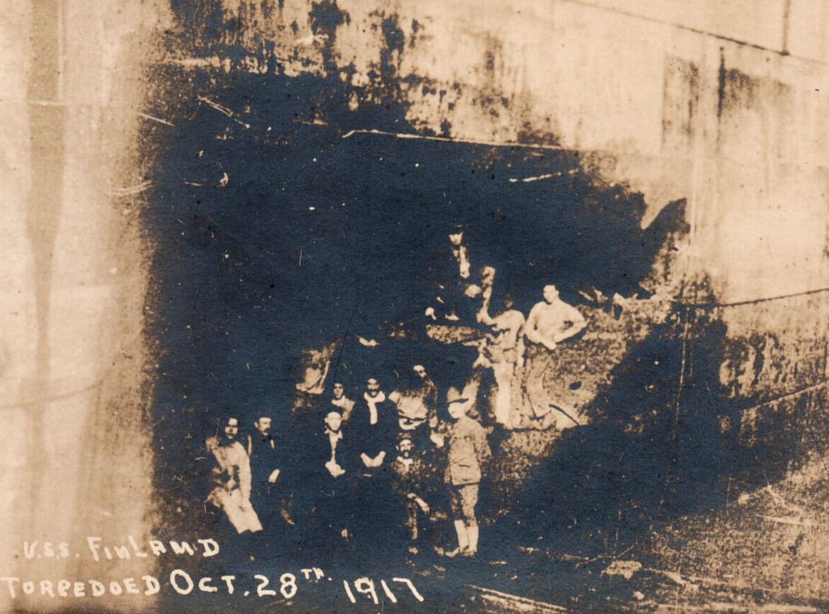 WWI USS Finland Transport Ship Dry Dock Real Photo Postcard RPPC